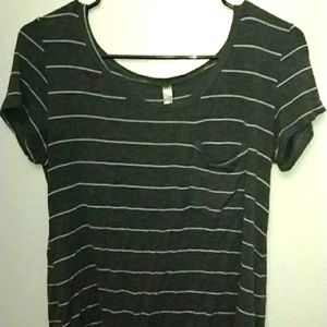 Gray and White Striped T-Shirt
